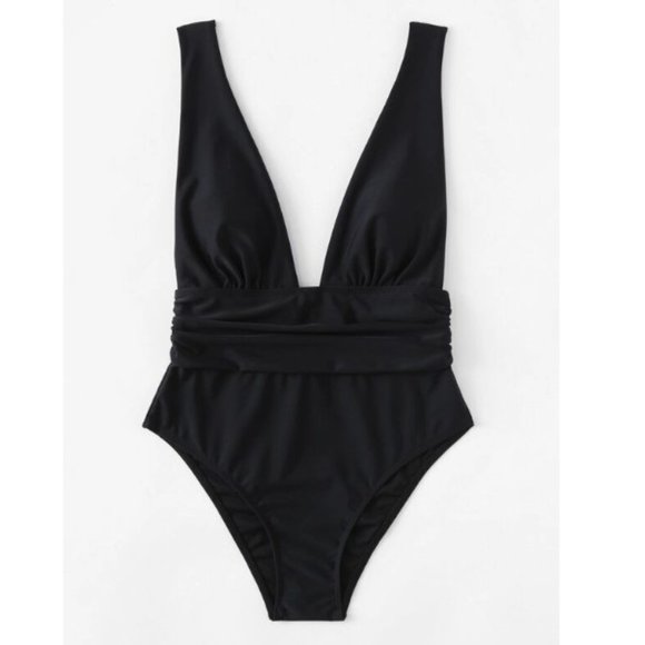 Swimsuit Women's High Waist Deep Plunge Swimwear V-Neck SIZE 2XL - Picture 1 of 4
